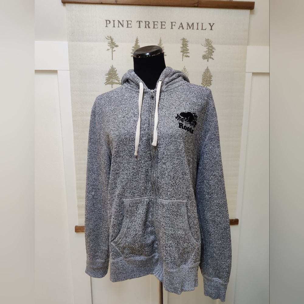 Roots Canada Salt & Pepper Full Zip Hoodie - Grey - Large - Picture 3 of 9